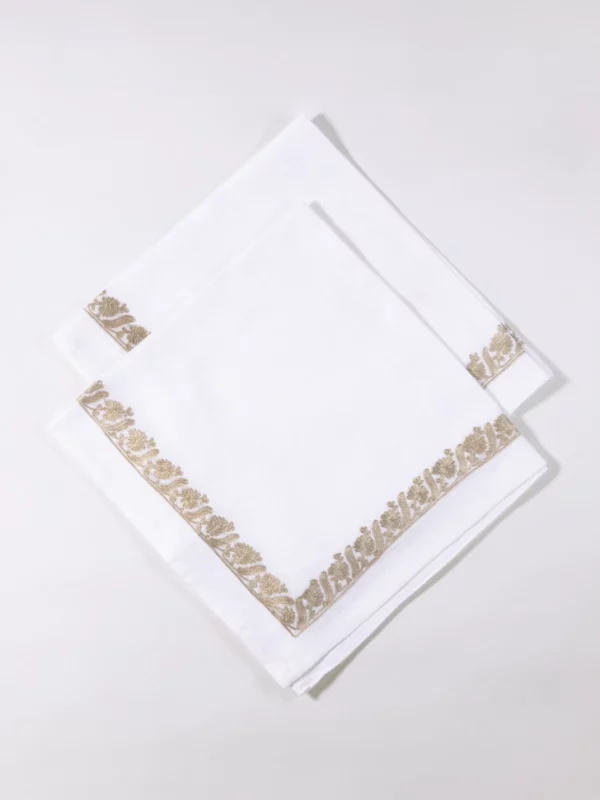 Aari Embroidered Chestnut Veil Dinner Napkin – Set of 4
