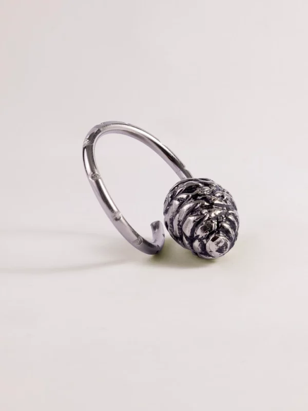 Himalayan Silver Pine Cone Charm Napkin Ring - Set of 4