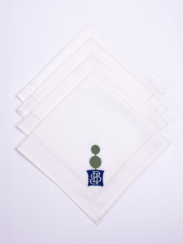 Hamptons Style Multi Embroidered Eugenia Bush Dinner Napkin – Set of 4