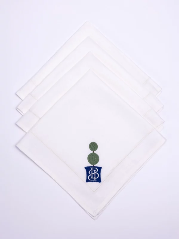 Hamptons Style Multi Embroidered Eugenia Bush Dinner Napkin – Set of 4