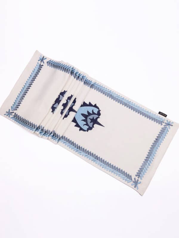 Hamptons Style Multi Embroidered Blue Paisley Runner