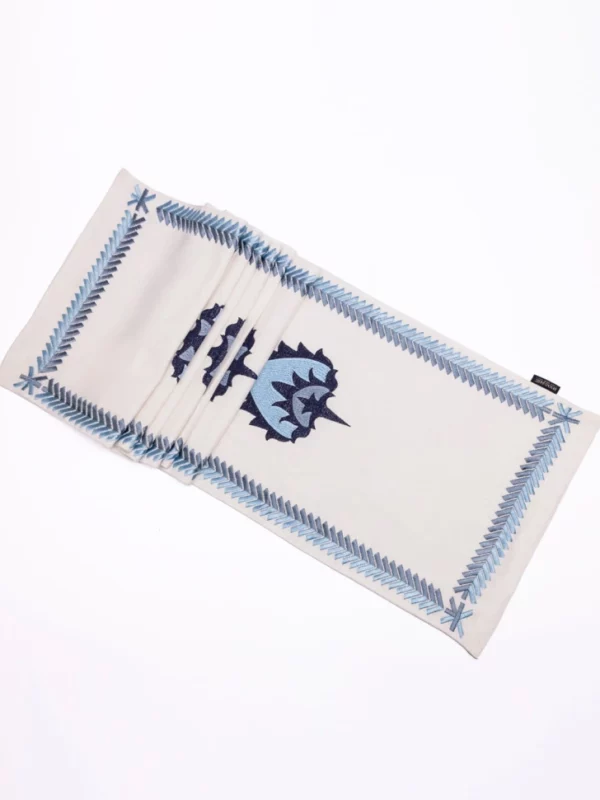 Hamptons Style Multi Embroidered Blue Paisley Runner